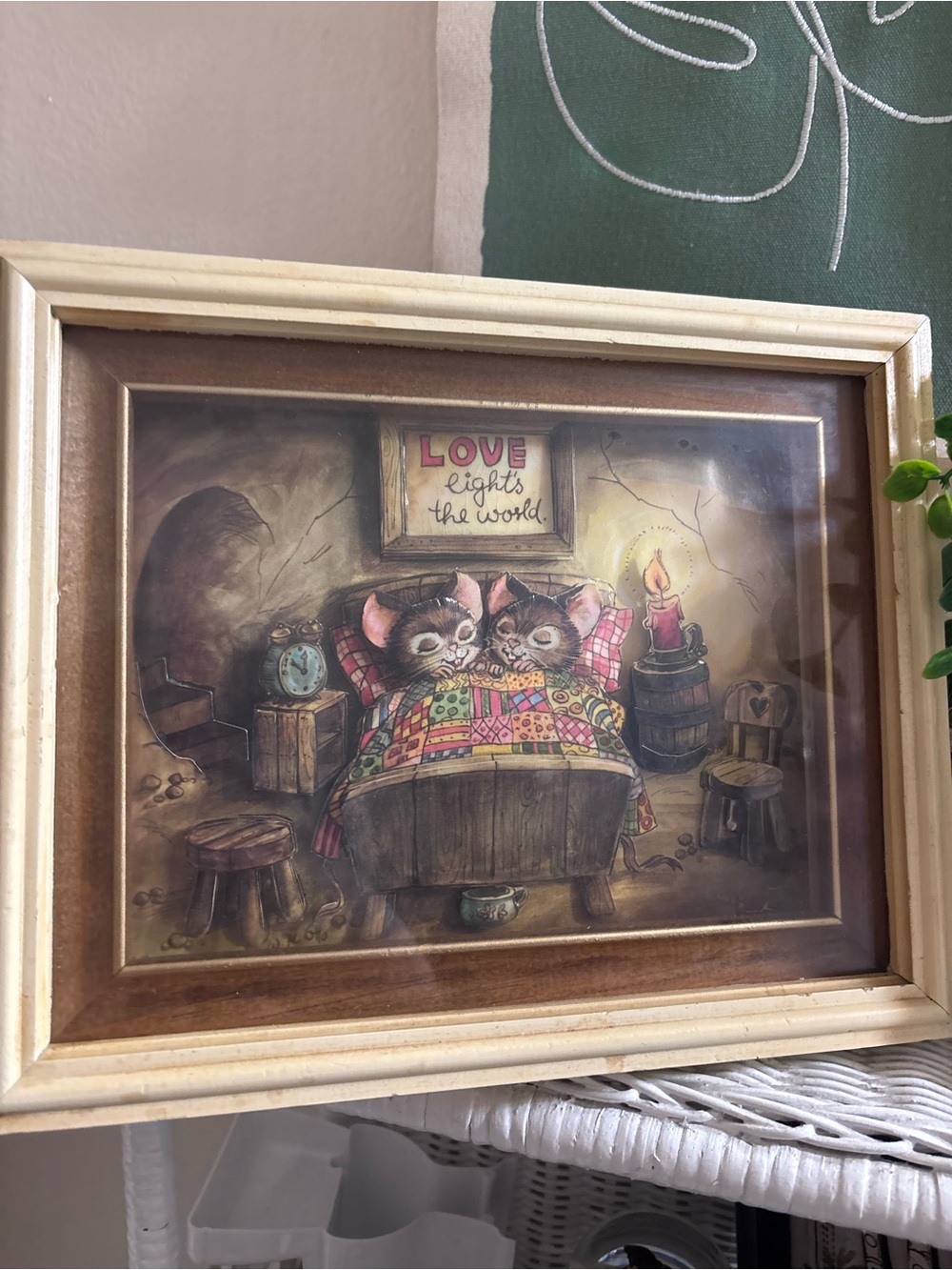 1988 ‘Love Lights the World’ Vintage Framed Home Art Print - Multi